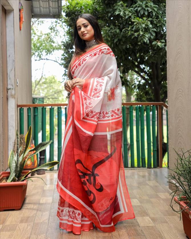 Durga 1 Casual Daily Wear Pure Linen Digital Printed Latest Saree Collection